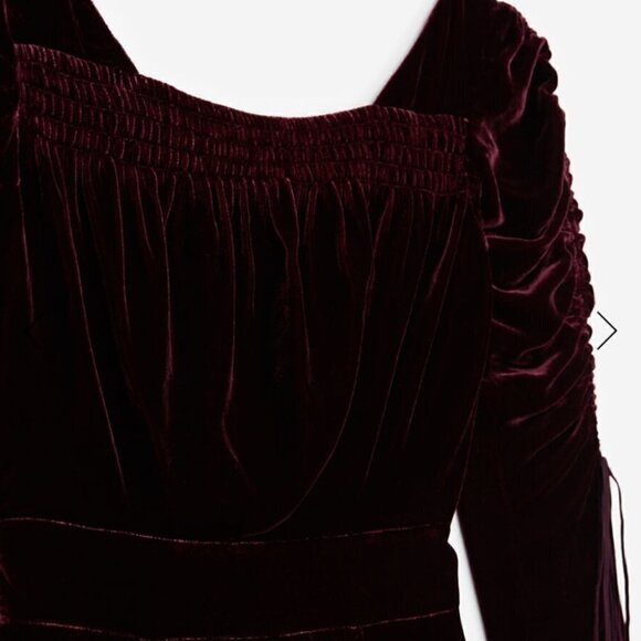 THE Kooples Burgundy Mini Velvet Dress Silk Blend Size M - Picture 8 of 16